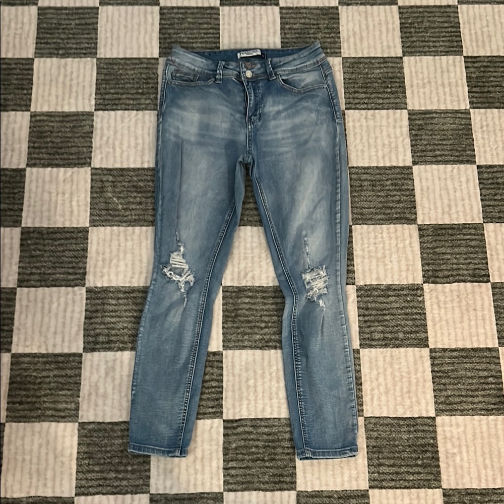 Indigo Rein Blue Skinny Jeans with Distressed Details